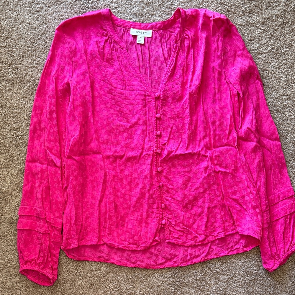 Chico's Vibrant Pink Textured Blouse